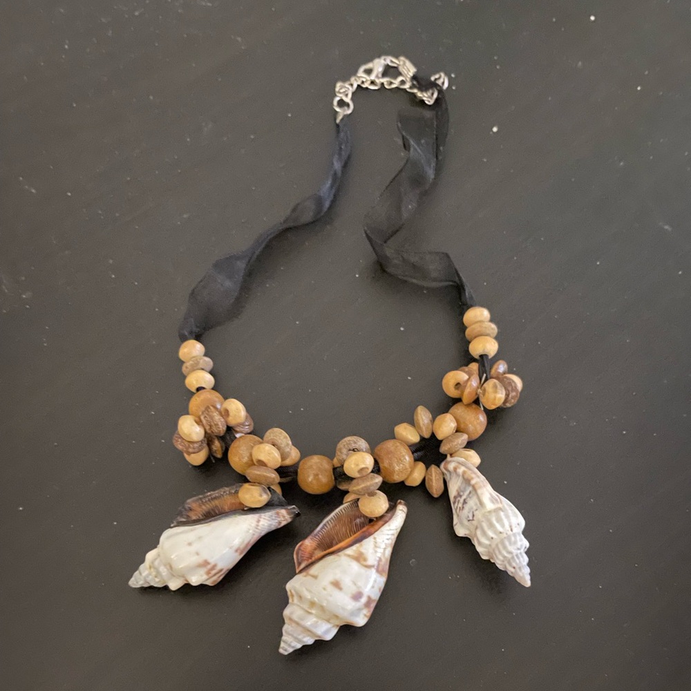 2 for $10 Shell and wood necklace